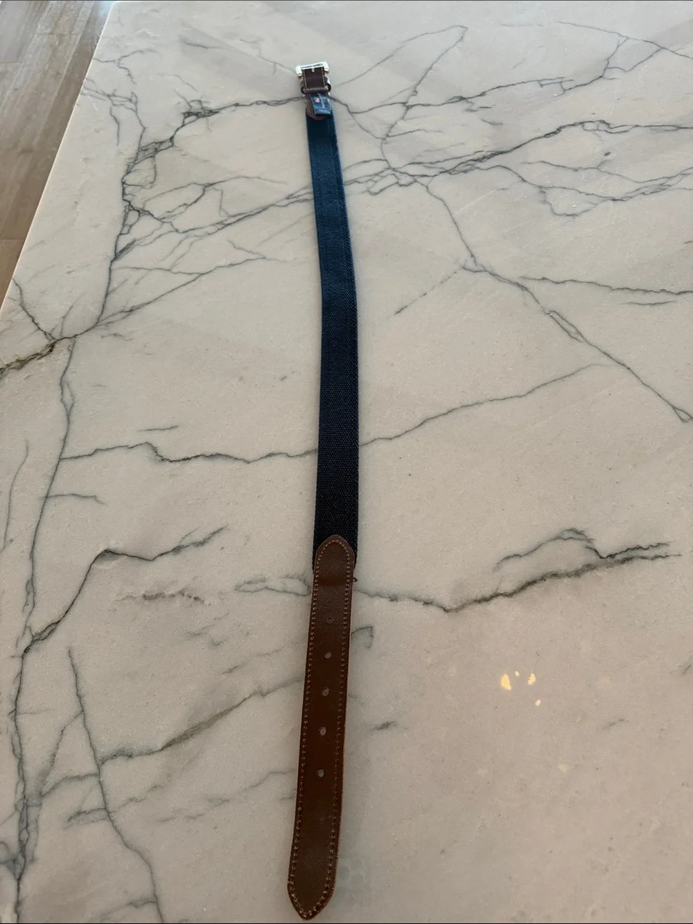 Vineyard Vines Navy Shamrock Belt with Blue, Green & Orange Printed Strip